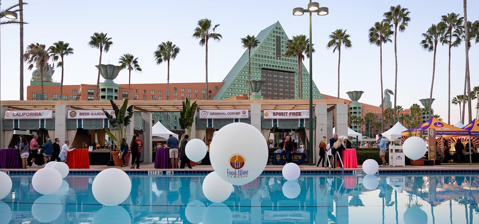 Pool with food tents