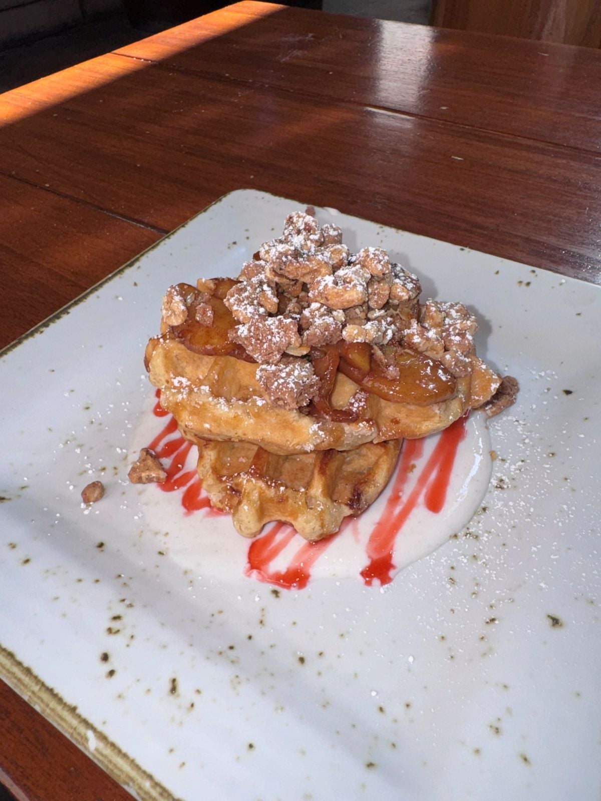 Candied apple brûlée waffle from Craftsman Bar and Grill