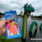 Disney Springs guide map in front of Lego sea dragon