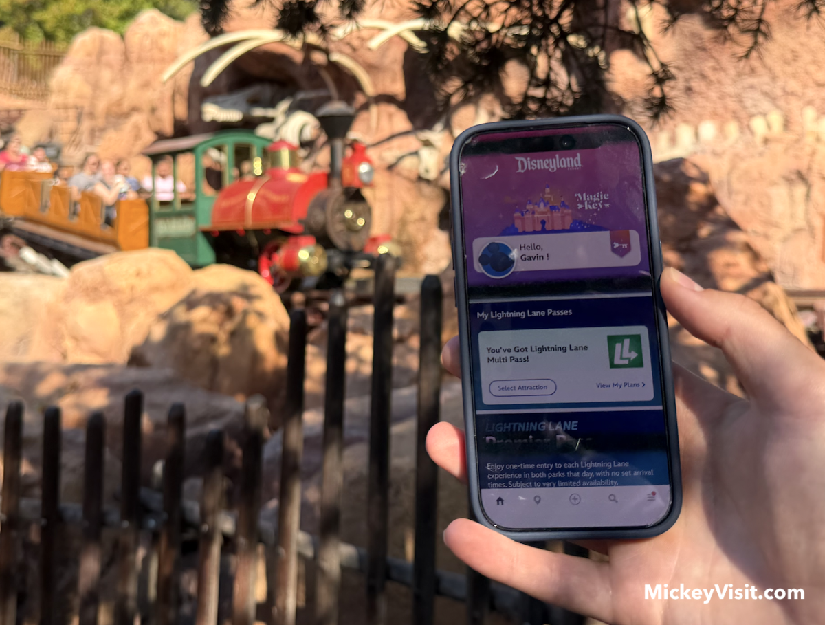 disneyland app in front of big thunder