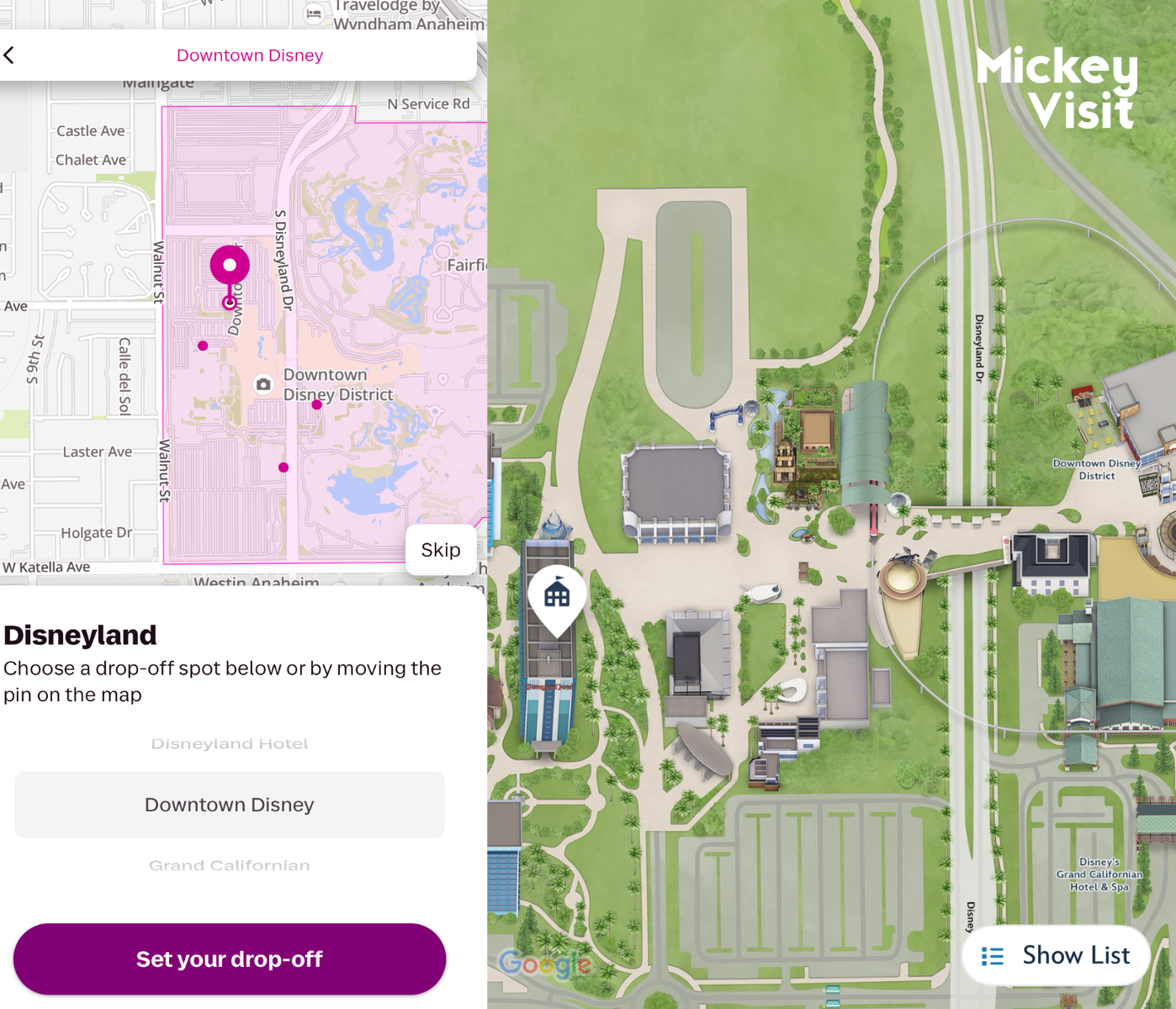 new disneyland drop off area