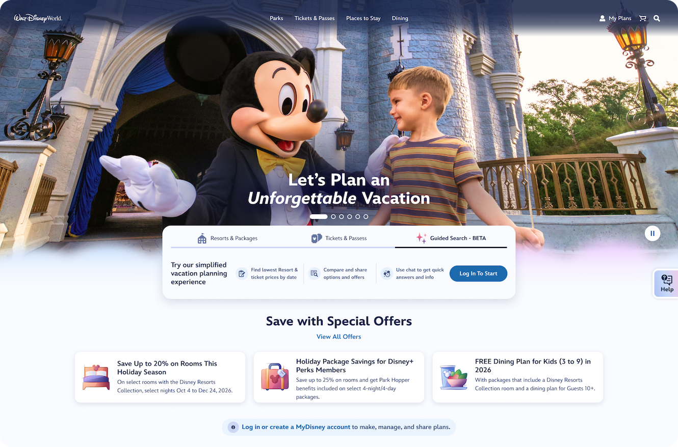 disney world new website
