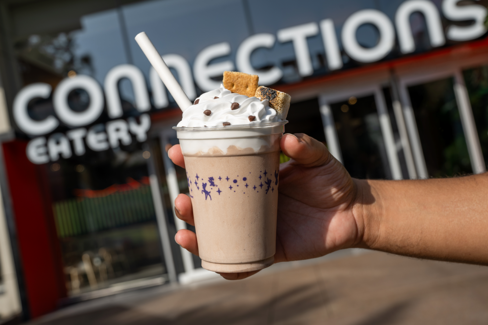 Brown S'mores Gelato Milkshake with whipped cream