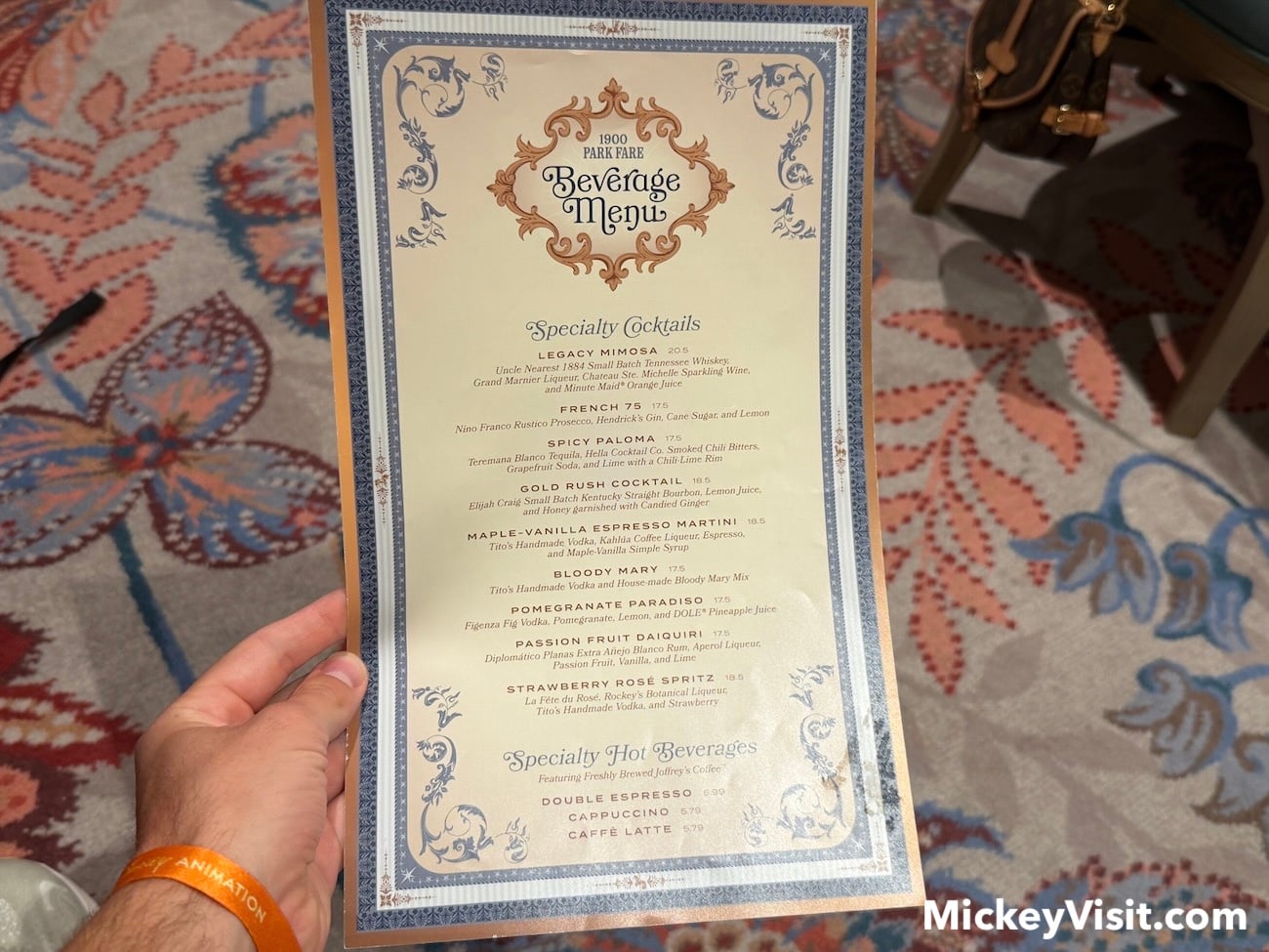 Beverage menu