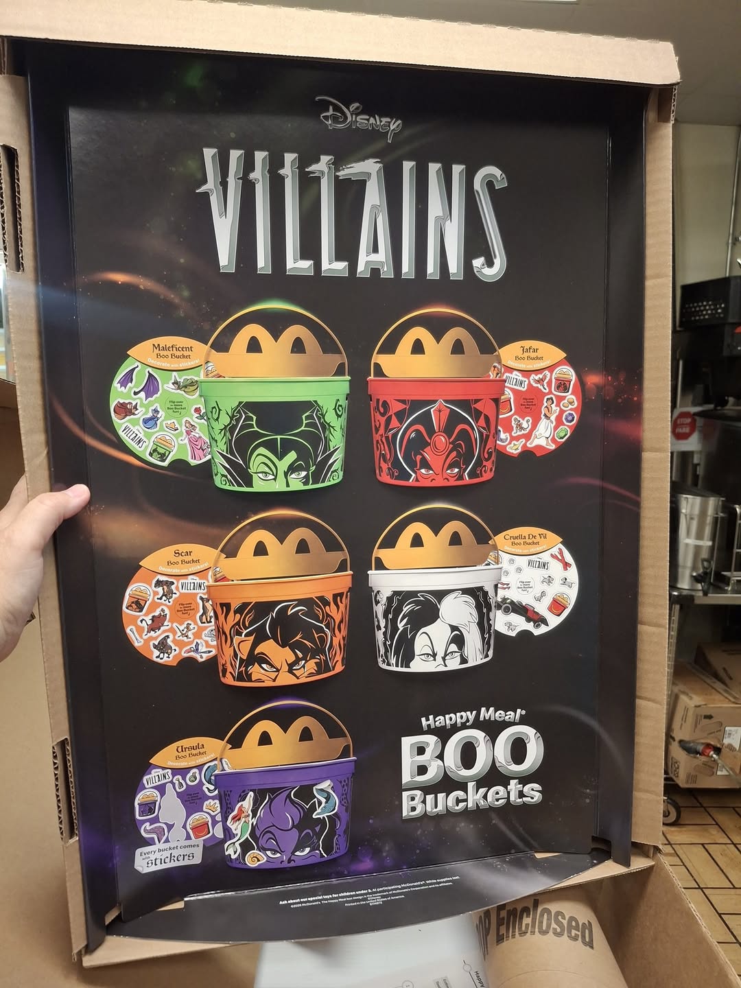 Buckets with disney villains' faces