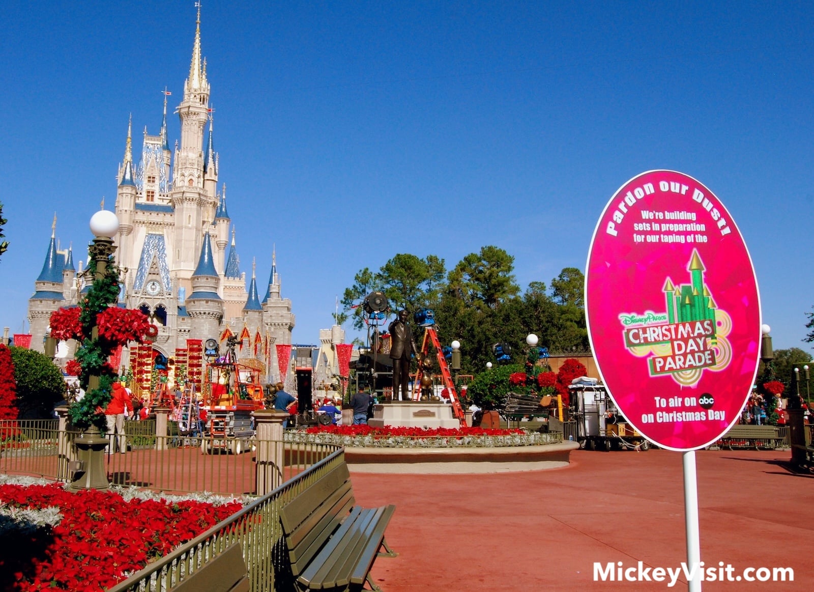 Cinderella Castle with filming notice sign