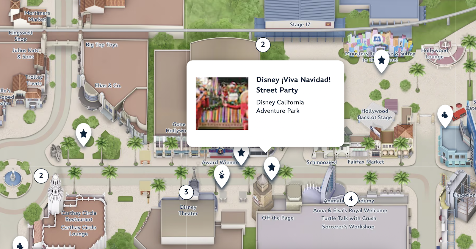 Illustrated map of theme park
