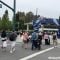 People crossing street in front of Disneyland entrance