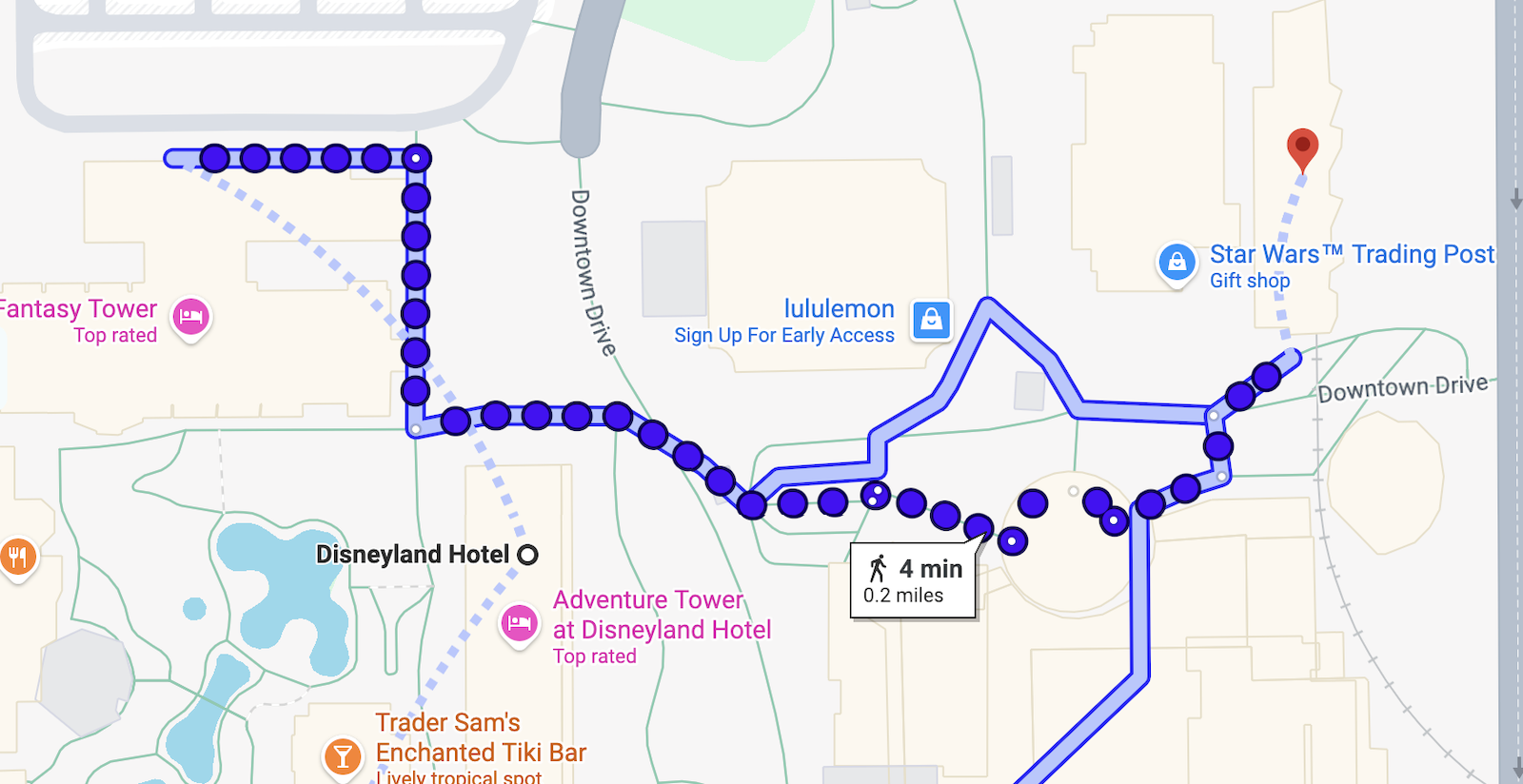 Disneyland Hotel walk to Monorail Station
