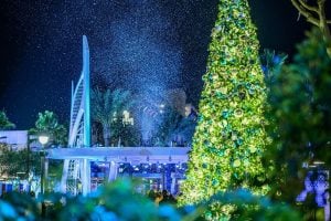 snowfall in Downtown Disney