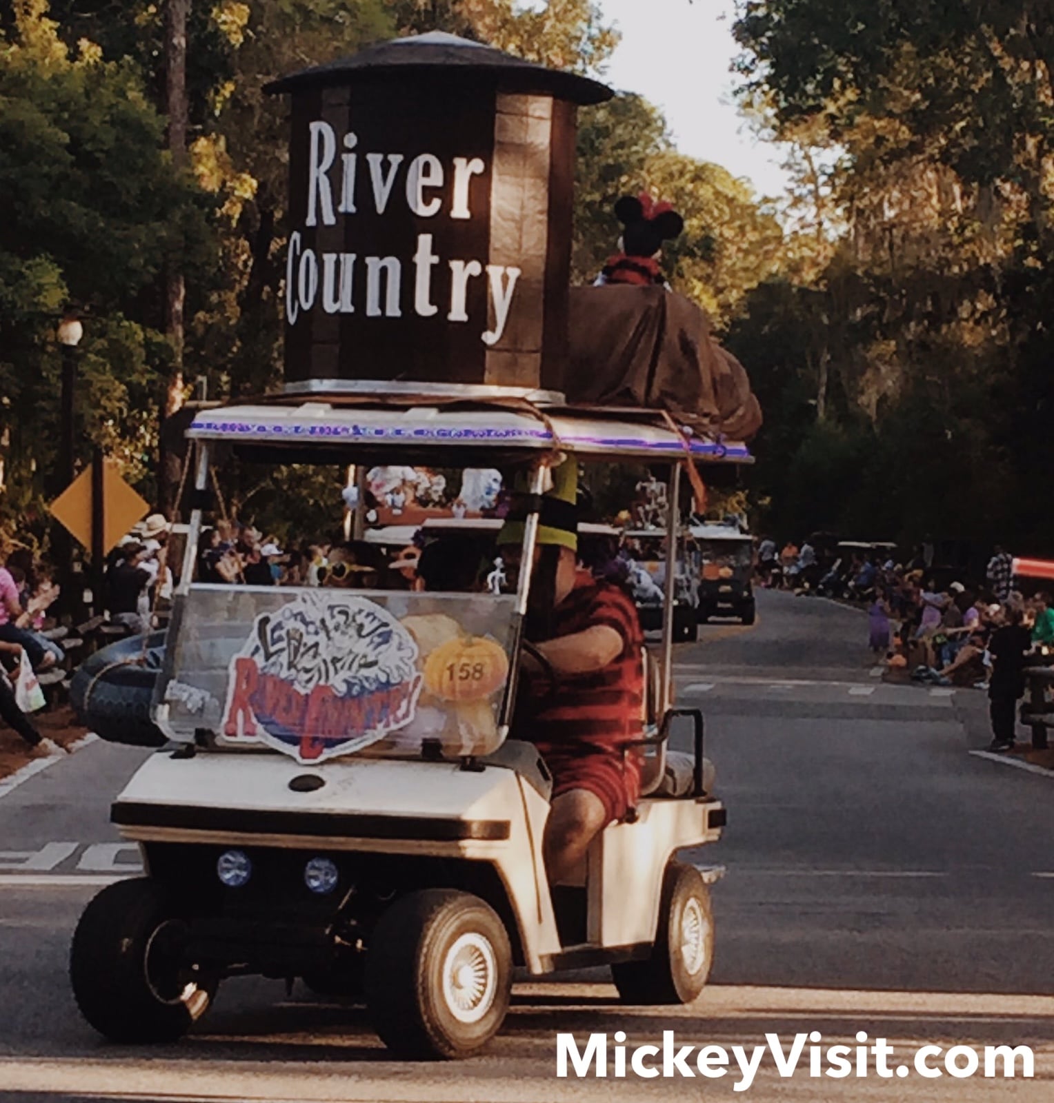Golf cart decorated with water tower
