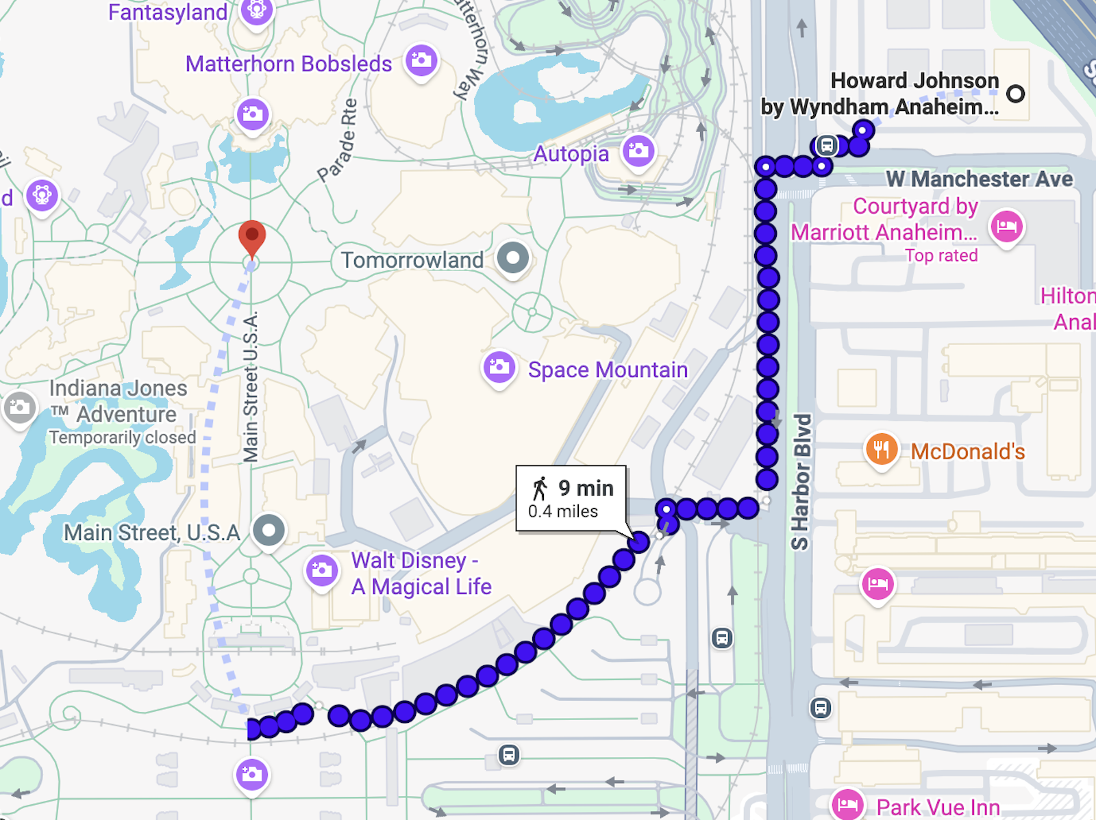 Howard Johnson Anaheim walk to Disneyland