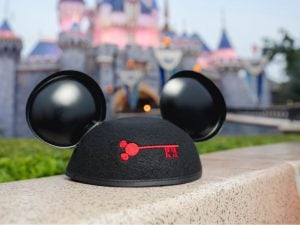 Mickey Mouse ear hat with red key logo