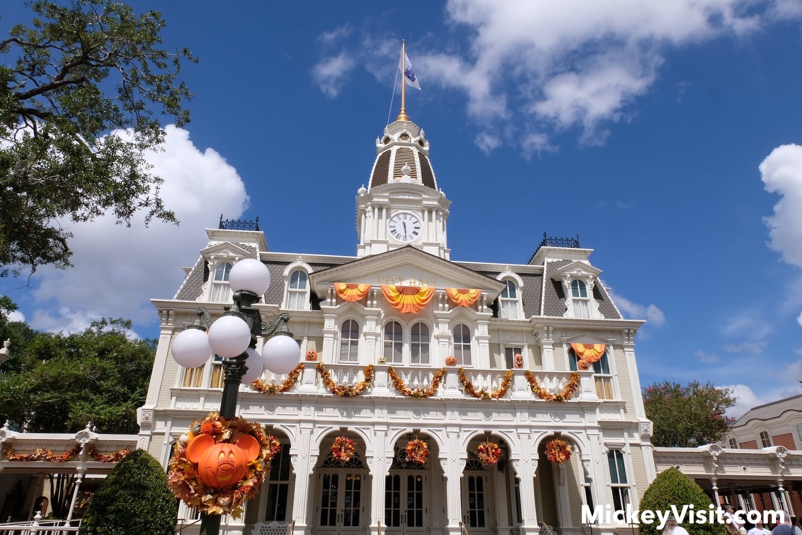 Main Street city hall on sunny day