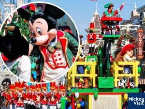 Minnie Mouse, Mickey Mouse, and toy soldiers marching