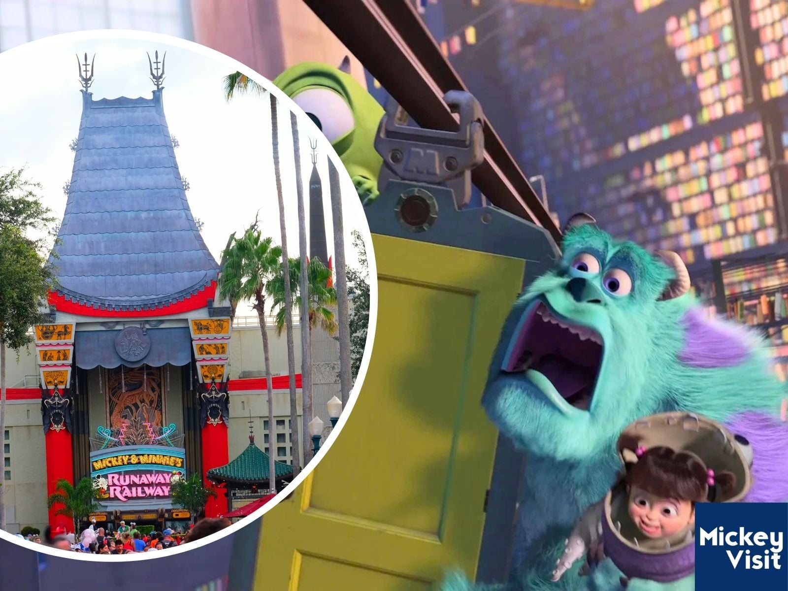 Mike, Sulley, and Boo from Monsters Inc hanging on door