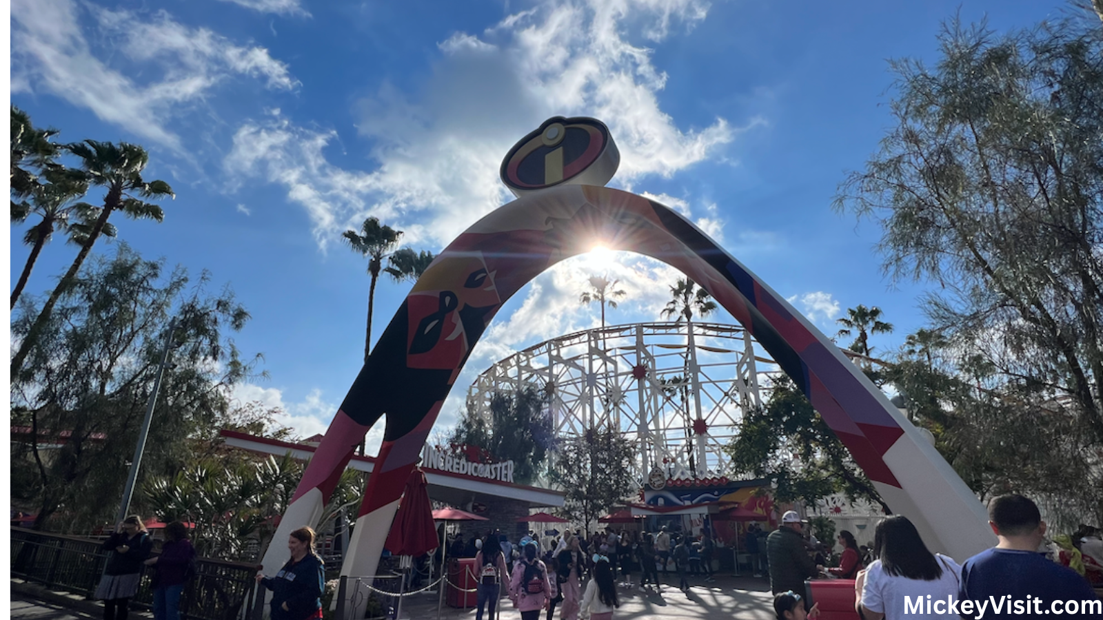 Incredicoaster entrance arch at Disney California Adventure Park.