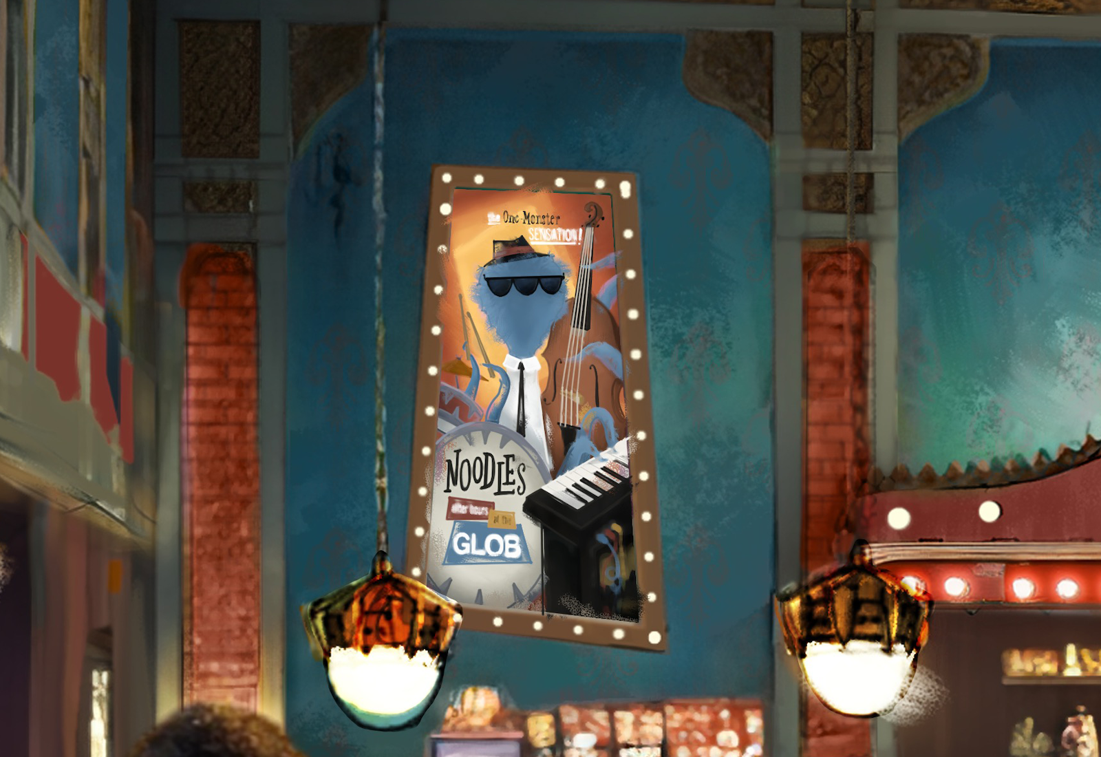 Concept art for monster playing drums
