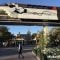 disneyland monorail passing over entrance